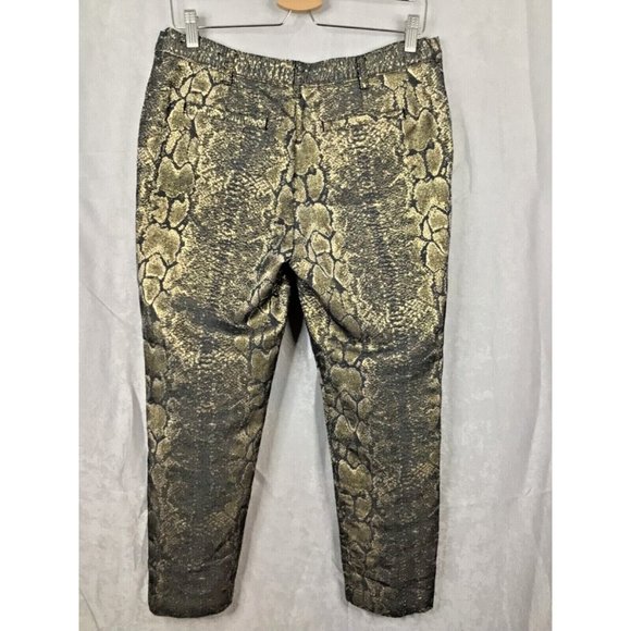 Worthington Women's Pants Gold Black Metallic Snake Print Sheen Crop Lined Sz 8 - Picture 7 of 8